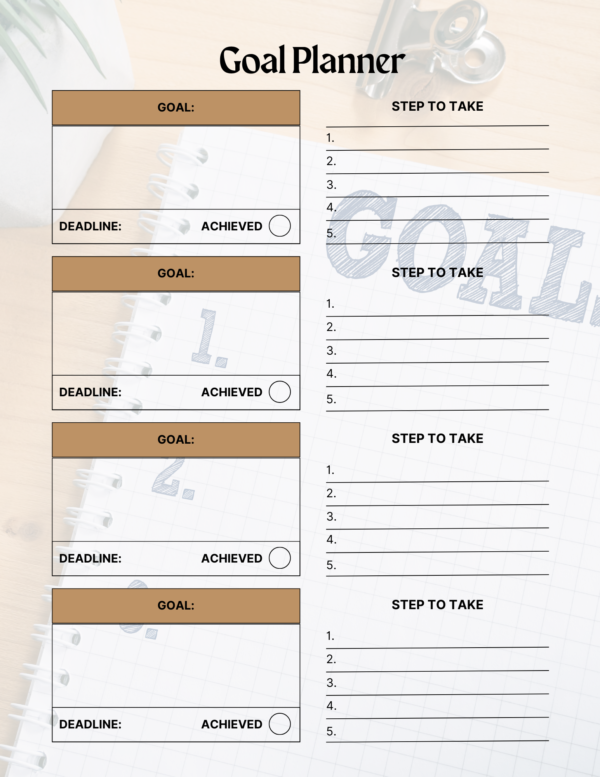 Goal Planner: PDF Printable, Habit Tracker, Goal Setting, Goal Planning, Minimal Planner, A4, Undated, PDF, Instant download - Image 2