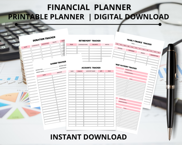 Finance Planner: Budget Tracker, Financial Savings Tracker Printable Binder, Monthly Debt, Bill, Spending, Expenses Tracker Instant download - Image 4