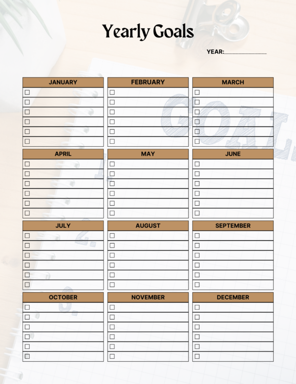 Goal Planner: PDF Printable, Habit Tracker, Goal Setting, Goal Planning, Minimal Planner, A4, Undated, PDF, Instant download - Image 5