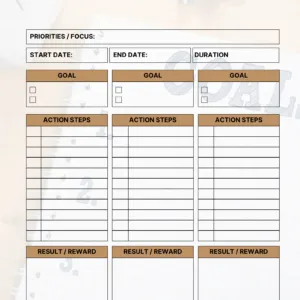 Goal Planner: PDF Printable, Habit Tracker, Goal Setting, Goal Planning, Minimal Planner, A4, Undated, PDF, Instant download