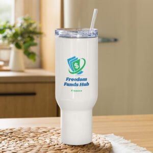 Freedom Funds Hub Travel mug with a handle
